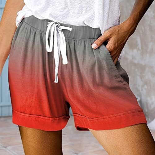 Ruiruilico מכנסי שרוך מזדמנים לנשים 2023 מכנסי קיץ קצרים מותניים אלסטיים גבוהים רופפים מכנסיים קצרים עם כיסים
