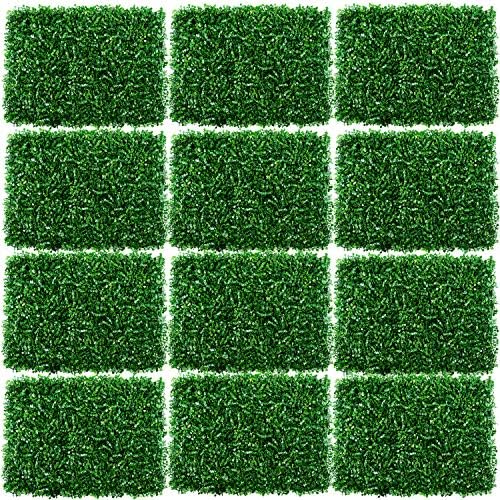 Uyoyous 12 יח 'לוחות קיר דשא 24x16 אינץ' גדר עץ מלאכותי מחצלת גדר דשא גדר גדר פרטיות לוח ירקות מקורה תפאורה חיצונית