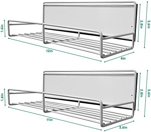 Idellette משודרג מתלה תבלינים מגנטיים למקרר, מדף מגנטי כבד, מארגן רב-שימושי ומחסן לבית, דירה, מטבח, 4 חבילות, לבן