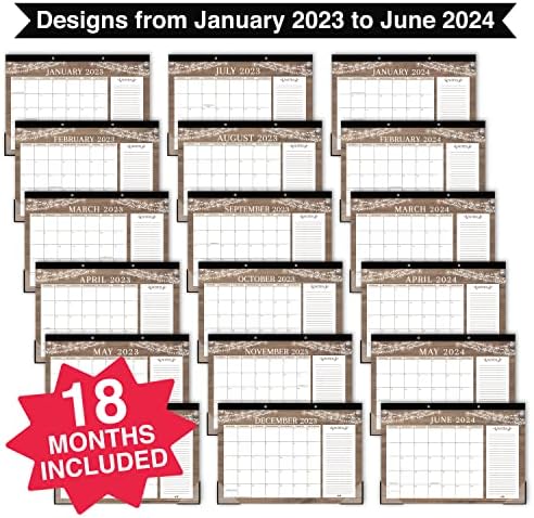 1 לוח שולחן כפרי גדול כרית 2023-2024 כרית שולחן לוח שנה, לוח שנה מגנטית גדולה למקרר יבש למקרר, לוח שנה גדול ליומן קיר
