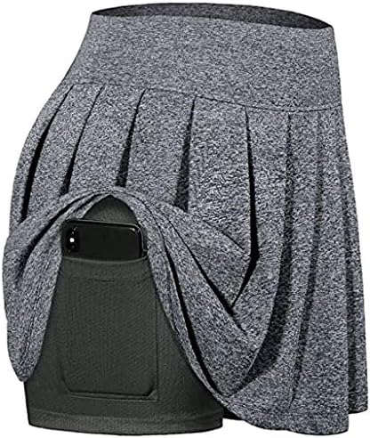 SSDXY לנשים אתלטיקה נמתחת קפלים על חצאיות טניס של סקורט עם מכנסיים קצרים וכיסים להפעלת ספורט אימון גולף טניס