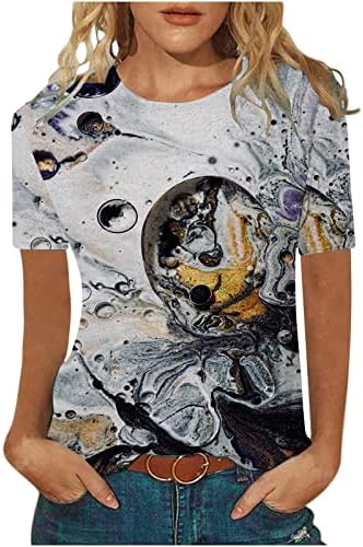 צמרות קיץ לנשים חולצות T סיבתיות אסתטיות 2023 טוניקה טרנדית טוניקה חולצת שיש עניבת צבע חולצות חולצות רופפות טי טי.