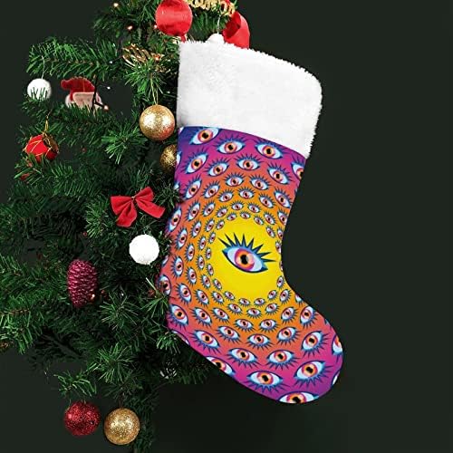 עיניים פסיכדליות גרבי חג המולד גרביים תלייה מדפיס קישוטי אח עץ חג המולד