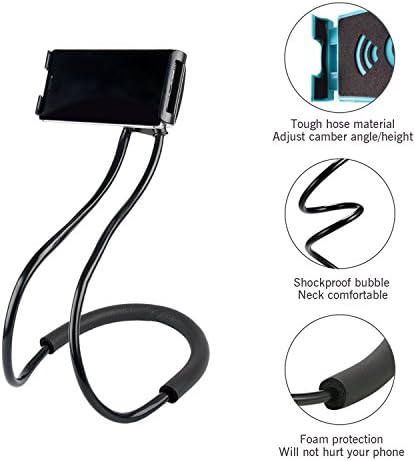 מחזיק טלפון צוואר עצלן למכונית אופניים בשולחן מיטה, סביב טלפון הסלולרי של הצוואר לאייפון X/8/7plus/6/Samsung