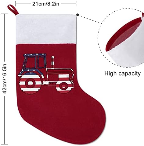 דגל ארהב טרקטור פטריוטי אדום גרבי חג לחג המולד קישוטי הבית לאח עץ חג המולד גרביים תלויים