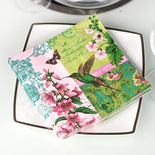 60 חבילות מפיות נייר פרחים מפיות קוקטייל גינה צרפתית מפיות מפיות דו-שכבותיות מפיות פרפר ציפור מפיות נייר חד פעמי