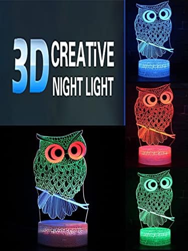 3 מנורת אשליה ינשוף לילה אור השראה אופטית מתנה יצירתית מנורה חזותית מגע דינמי הוביל שם-צבעוני לילדים קישוטים