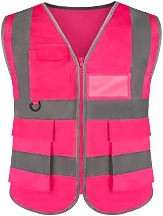 Safield Safety Work Leftective Work Vest 6 חבילה לגברים ונשים עם 8 כיסים ורוכס