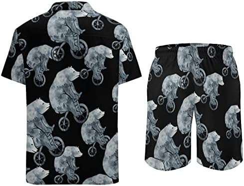 דובי יער אופניים אופניים לגברים 2 חלקים תלבושות חוף כפתור הוואי למטה חולצה עם שרוול קצר וחליפות מכנסיים קצרים