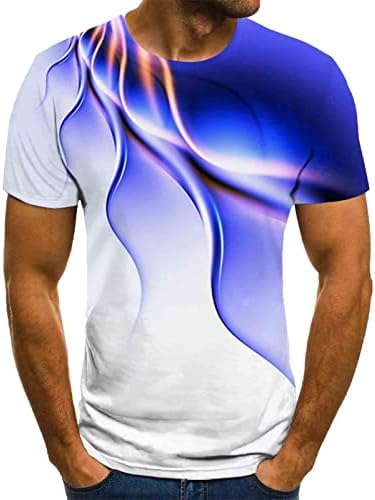 החולצות הטובות ביותר לגברים מגניבים דפוס ברקים דיגיטלי תלת מימדי צוואר עגול שרוול קצר ספורט ספורט ספורט חולצה חולצה פרמיום