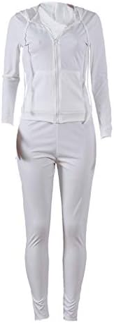 סט אימונית של 2 חלקים לנשים, מעיל רוכסן + מכנסי סעדה של מכנסי חותלות אלסטיים לספורט ג'וג'ר