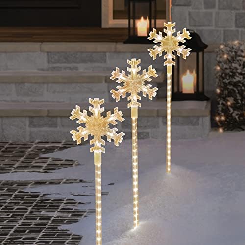 שמחת חג המולד מסלול פתית שלג נורות LED, לבן חם, ספירת 5