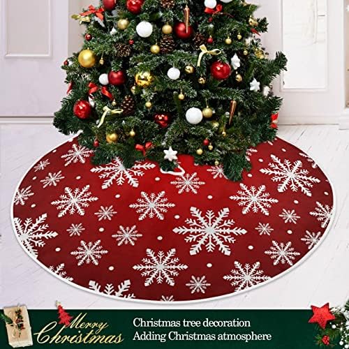 OARENCOL לבן פתית שלג נקודה לחג המולד חצאית עץ חג המולד אדום 36 אינץ 'מפלגת חג המולד קישוטים לחג עץ