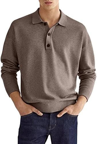 חולצת פולו שרוול ארוך של גברים חולצות דקיקות מזדמנים חולצות צבע טהור חולצות טירטס חולצות כותנה חולצות טריקו סוודר