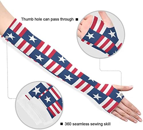 שרוולי זרוע דגל כוכבים לכיסוי זרועות לנשים גברים אנטי-החלקה שרוולי כיסוי שרוולי UV לשרוולי כדורסל ריצת רכיבה