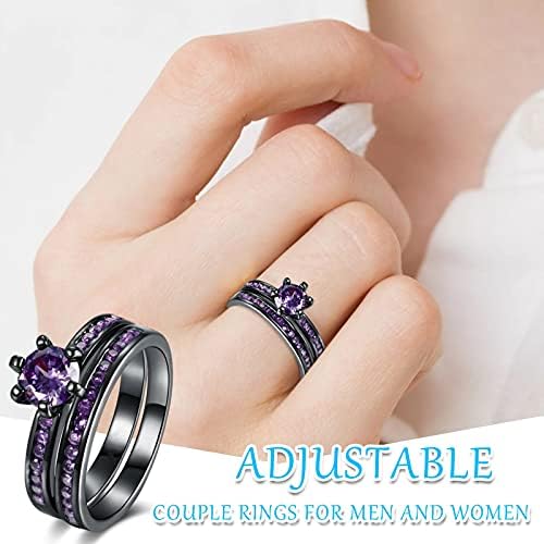 יום השנה לחתונה הבטחת טבעת כלות סט עבורה, טבעת אירוסין מעוקבת עגולה לנשים לנשים