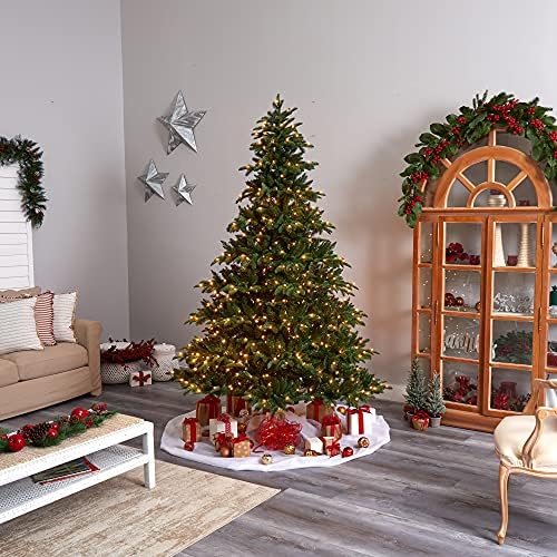 8ft. עץ חג המולד המלאכותי של קרוליינה דרום קרוליינה עם 700 אורות חמים לבנים ו 3412 ענפים הניתנים לכפיפה