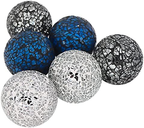 כדורי דקורטיביים קטנים בגודל 2.4 אינץ 'סט של 6 כדורי פסיפס מזכוכית כדורי גלובוס הזכוכית המרכזית לקערות, אגרטלים