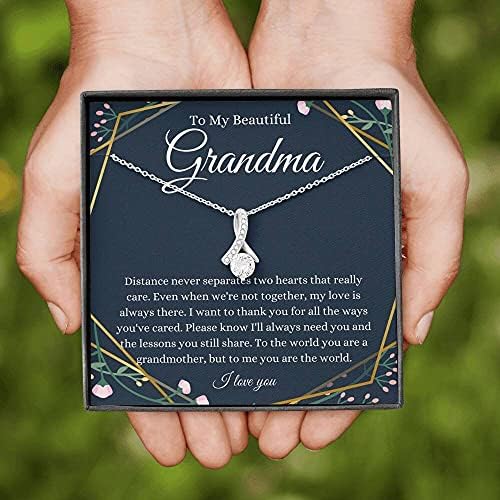 תכשיטים בכרטיסי הודעה, שרשרת בעבודת יד- מתנה מותאמת אישית סרט פטיט, לשרשרת סבתא יום הולדת סבתא מנכד/נכד ועד גודל מותאם אישית