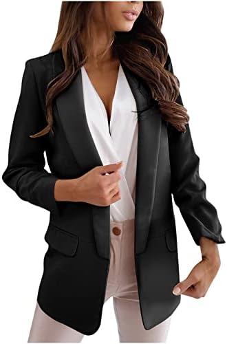 בלייזרים לנשים שרוול ארוך דש מוצק חליפה קדמית פתוחה קדמית מעילים משרד עבודה בלייזר בלוש עסקי מזדמן