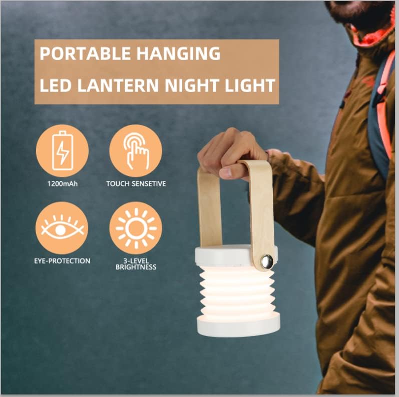 פנס LED נטען - מנורה לעומק ונייד 4 -in -1 לשימוש פנים וחוץ - מנורת שולחן ומיטה מתקפלת לחדר שינה, סלון, משרד וקמפינג.