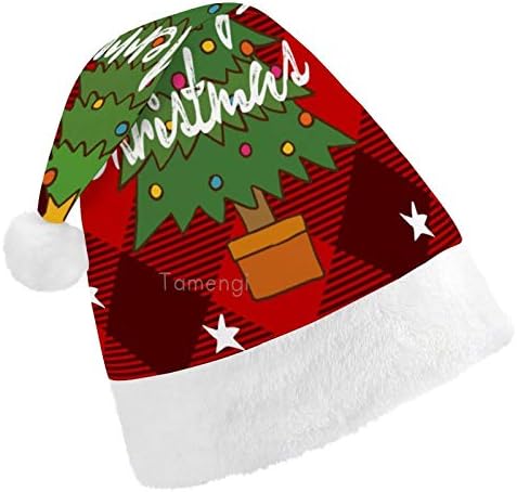 חג המולד סנטה כובע, חג המולד עץ באפלו משובץ חג המולד חג כובע למבוגרים, יוניסקס נוחות חג המולד כובעי לשנה חדשה