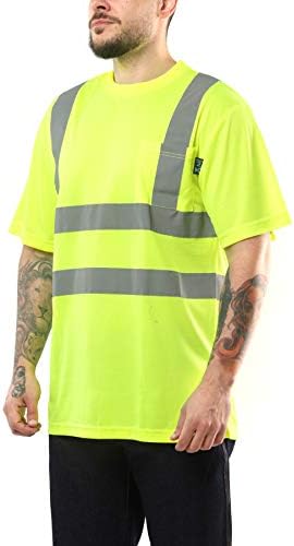 חולצות עבודה של קולוסוס לגברים - נראות גבוהה עם שרוול קצר - בגדי בנייה - מהורהרים בכיסים - ANSI Class 2