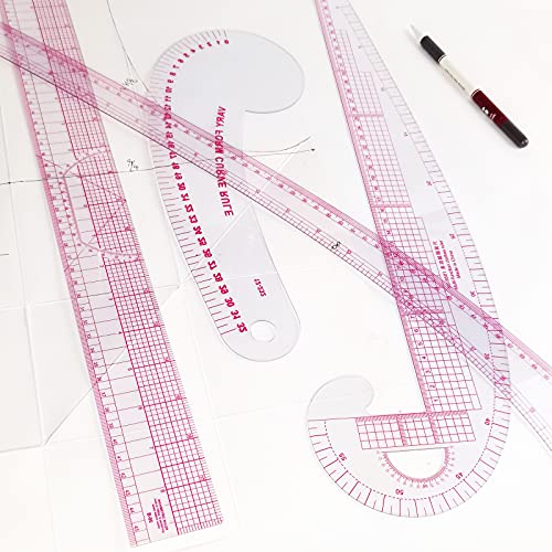 סרגל עקומה צרפתי של HLZC לייצור תבניות, 15 חתיכות סרגל תפירה ברורים מוגדרים למתחילים מעצבים מעצבים