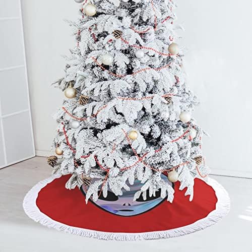 חצאית עץ חג המולד של חלל חייזרים לקישוטים למסיבות חג עם תחרה ציצית