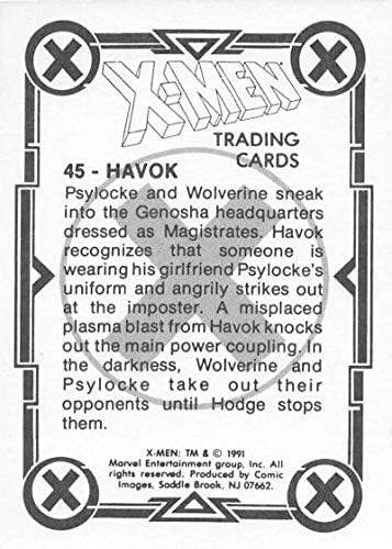 1991 תמונות קומיקס מארוול X-Men Nonsport כרטיס מסחר בגודל סטנדרטי 45 Havok