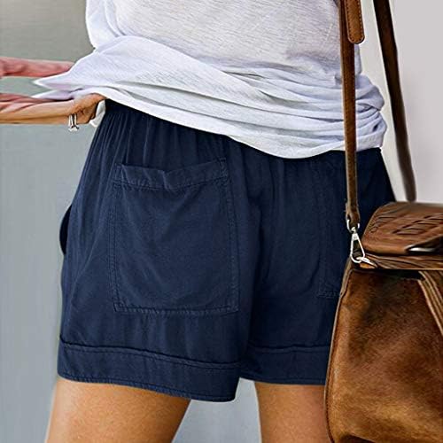 מכנסיים קצרים של LMSXCT לנשים, מכנסי חוף קיץ של נשים ג'וניור ג'וניורס מזדמן המותניים המותניים המותניים מקופלים עם כיסים