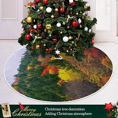 קישוט חצאית עץ חג המולד, קישוט חצאית מיני עץ מיני קטן 35.4 אינץ 'עם יער צבעוני לסתיו לחג חג ההודיה קישוטים לבית חג ההודיה