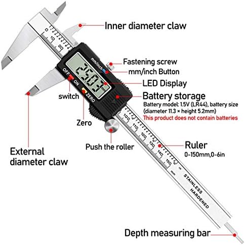 אלקטרוני דיגיטלי ורניה קליפר 150 ממ נירוסטה כלל מד מיקרומטר 6 אינץ מדידת שליט כלי עם קופסא פלסטיק