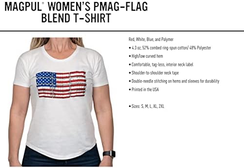 חולצת טריקו שרוול קצר לנשים מגפול, דגל פ. מ. ג לבן, איקס-גדול