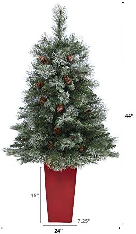 כמעט טבעי 44in. עץ חג המולד המלאכותי של האלפים הצרפתיים של השלג עץ חג המולד מלאכותי עם 135 ענפים וקונוסים אורנים