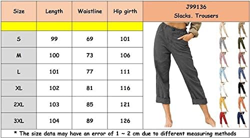 מכנסי קיץ מותניים גבוהים לנשים פשתן נושם כותנה כותנה רחבה מכנסי ארמון מזדמנים
