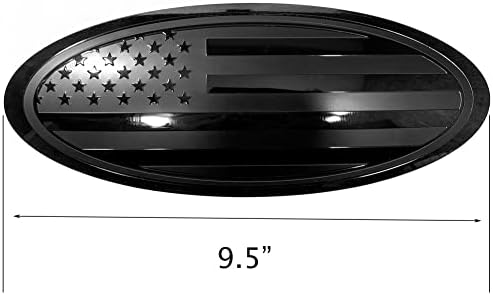 שחייה קדמית בגודל 9.5 אינץ 'סורג קדמי אלומיניום סגלגל סגלגל אמריקאי סמלי דגל שחור אמריקאי עבור F150 2015-2021