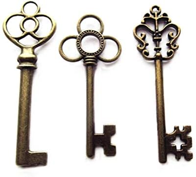 סט מעורב אוקבי של 30 מפתחות שלד גדולים בברונזה עתיקה-סט של 30 מפתחות
