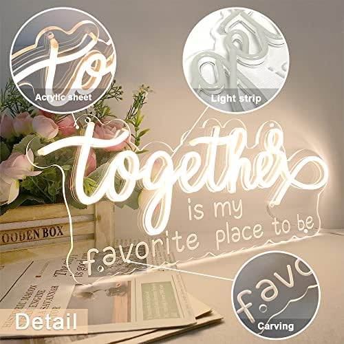 שלט ניאון יחד לעיצוב יום האהבה, שלטי ניאון רומנטיים עם עיצוב אמנות תלת -ממדי, USB, שלטי אור לחתונה, יום נישואין, אירוסין,