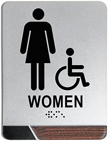 Maoerzai UniSex/שלט אמבטיה לכיסא גלגלים, שלט שירותי ברייל נשים, שלט שירותים לגברים ונשים לשירותים נגישים לנכים לשירותים