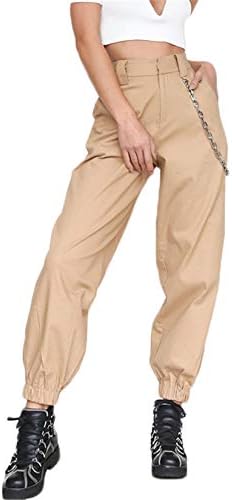 Andongnywell המותניים הגבוהות המותניים היפ הופ מחודדת מכנסיים מכנסיים מכנסיים מכנסיים מכנסי טרנינג ריצה רחבה