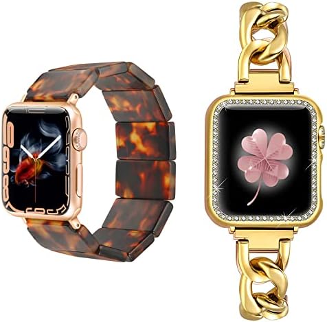 להקת נמר צב של דילנדו שרף נמר ורשת קישור רצועת צמיד מתכת תואמת לרצועת אופנה מתנות של Apple Watch Steams לסדרת