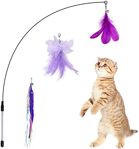 חתול שרביט צעצוע, חתול נוצת צעצועי תחליפים, חתול טיזר מילוי צעצועי קבצים מצורפים טבעי נוצת תולעים מילוי עם פעמוני