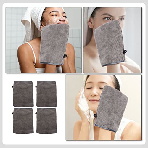 4 יחידות איפור הסרת ניקוי בד לשימוש חוזר פנים כביסה כפפות רחיץ מקלחת אמבטיה כפפות רך איפור מסיר לנשים גברים