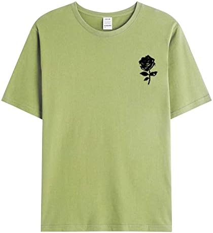 חולצות טריקו של ZDDO לקיץ לגברים שרוול קצר פשוט הדפסת ורד גרפי פשוט