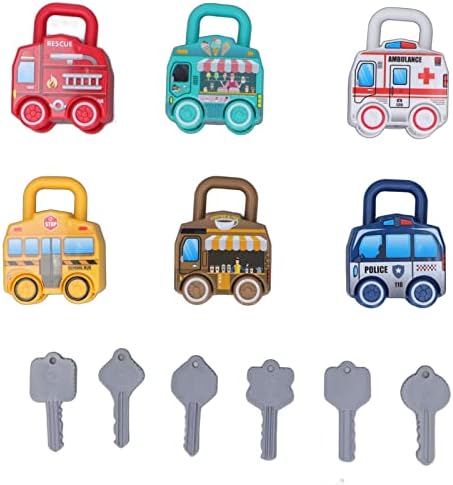 ילדי Tnfeeon נעולים מכוניות מפתח, צעצועי רכב מנעולים צבע בהיר חינוך מוקדם חינוך מפלסטיק על מיומנות קריקטורה לבית