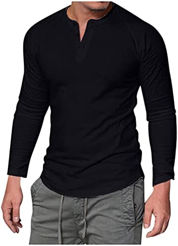חולצות טריקו של XXBR Henley לגברים, 2022 כפתור קדמי קדמי של 2022 חולצה מזדמנת רופפת שרוול ארוך