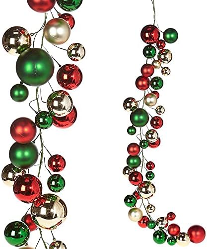RAZ מייבא אדום ירוק וכדור זהב גל חג המולד באורך 4 מטרים