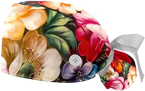 Niaocpwy 2 חבילה כובע העבודה של נשים עם כפתורים סרט קושרים גב צבעי תבנית פורמלית צבעונית ארוכה